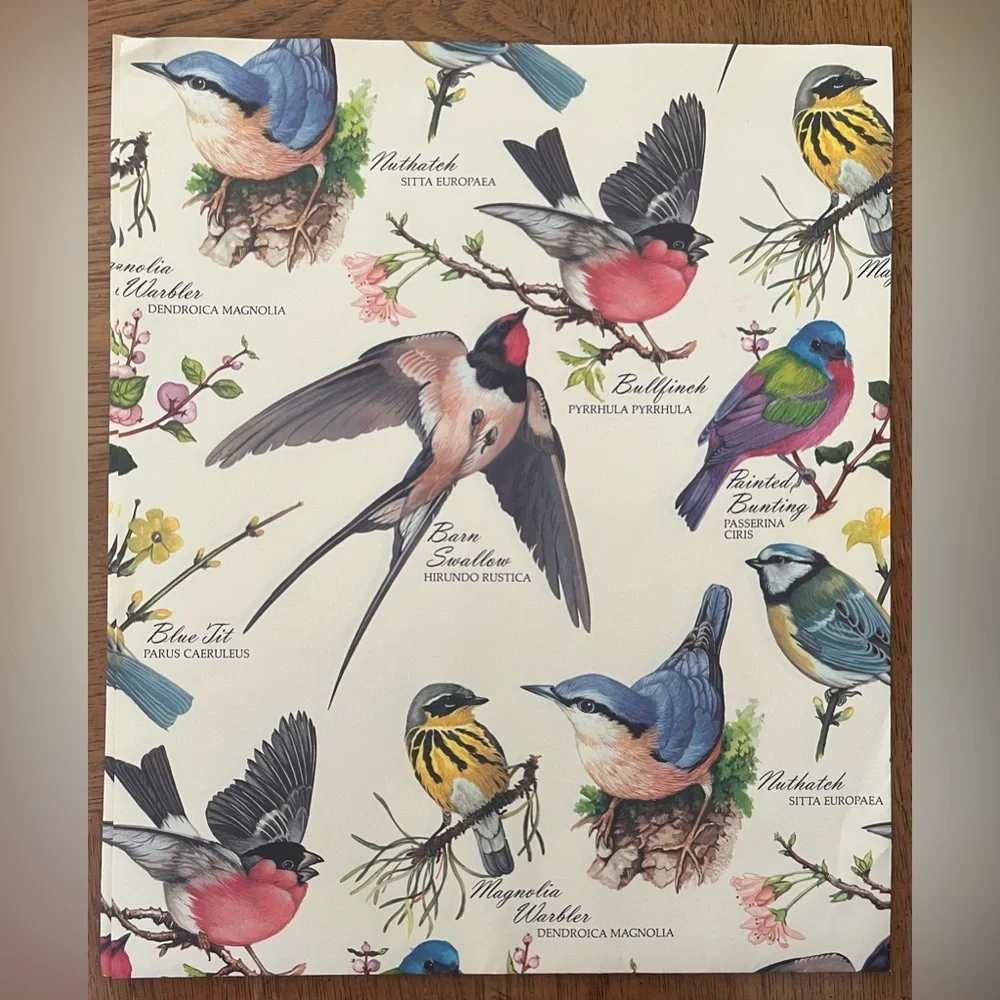 2 brand new sheets vintage gift wrap butterfly and birds